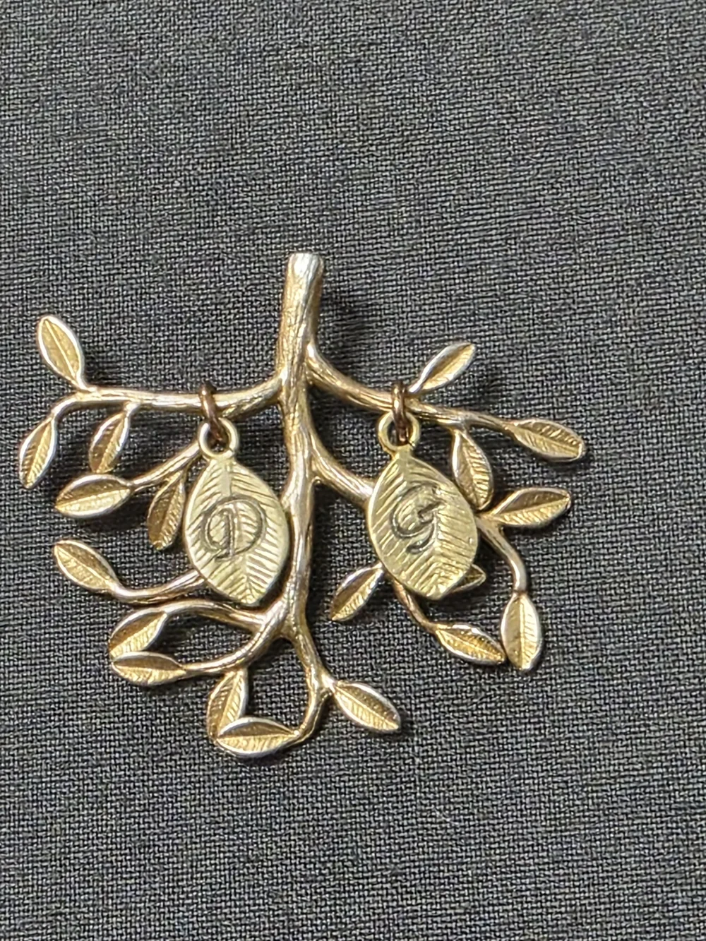 Estate Gold Tone - Signed DG Designer Pendant - 442